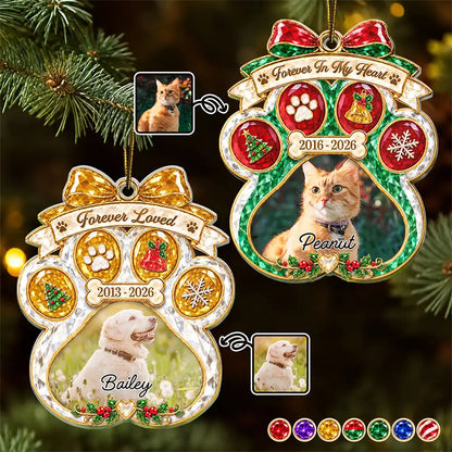 Pet Memorial Christmas Gift - Personalized Custom Photo In Loving Memory Acrylic Ornament