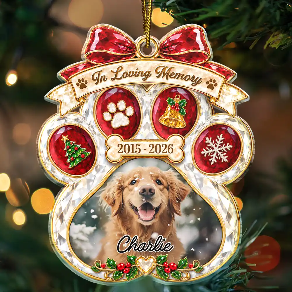Pet Memorial Christmas Gift - Personalized Custom Photo In Loving Memory Acrylic Ornament