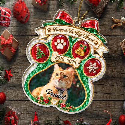 Pet Memorial Christmas Gift - Personalized Custom Photo In Loving Memory Acrylic Ornament