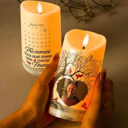 The Moment Your Heart Stopped Mine Changed Forever - Personalizes Photo LED Candle