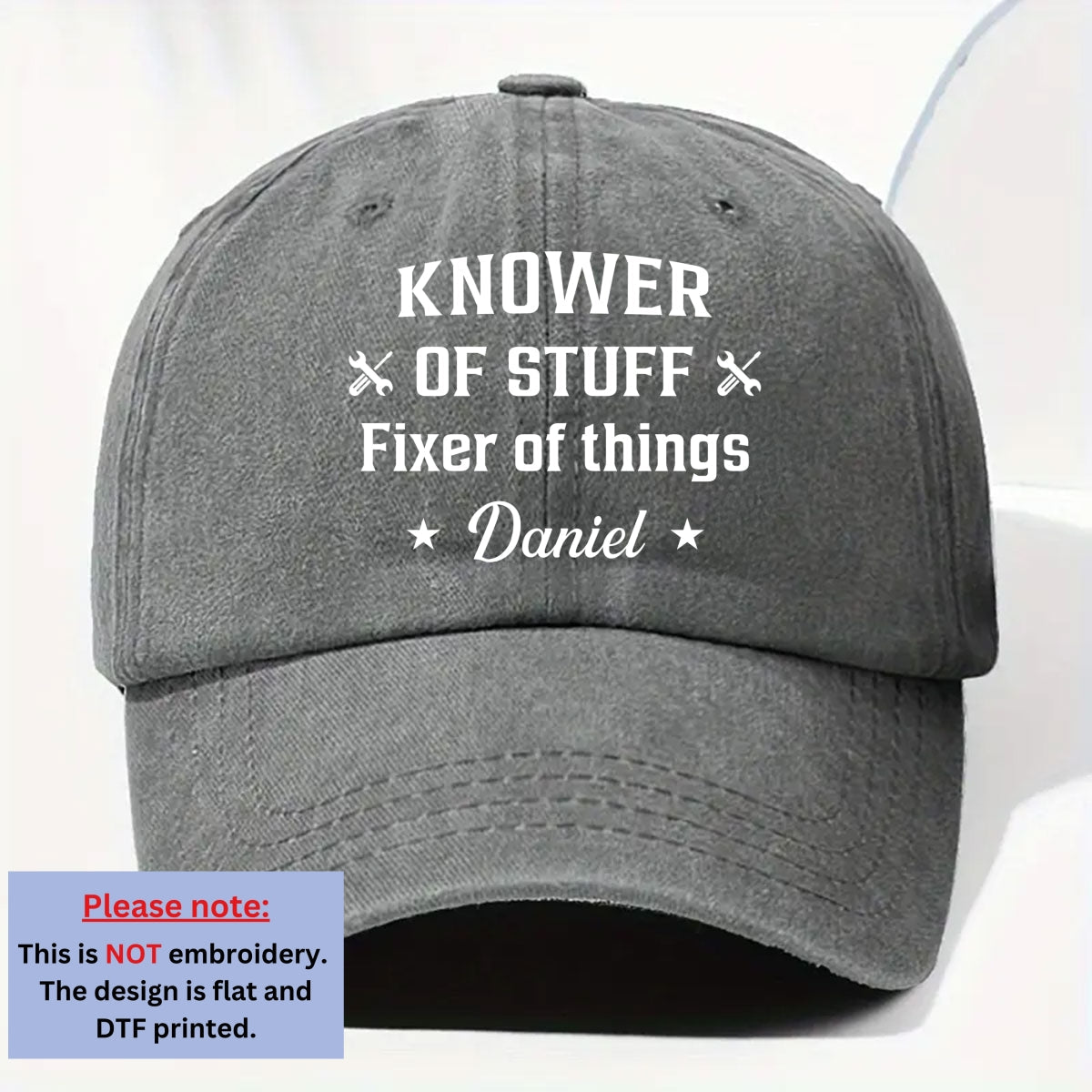 Fixer And Knower - Personalized Custom Vintage Washed Denim Cap