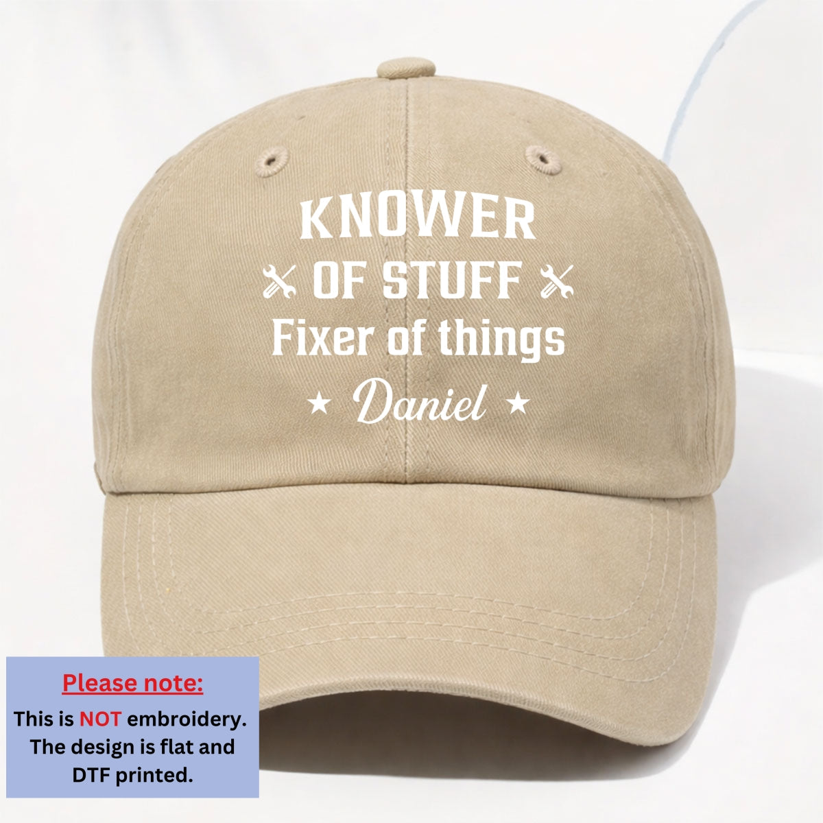 Fixer And Knower - Personalized Custom Vintage Washed Denim Cap
