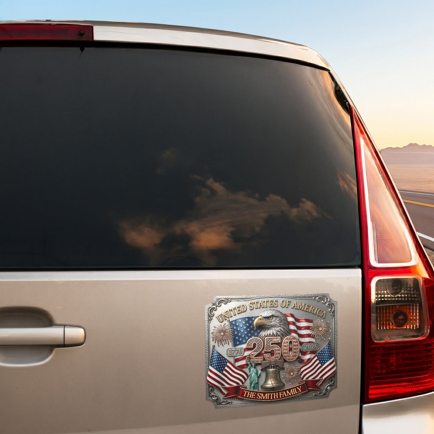 United States Of America 250th Anniversary Faux Pattern - Personalized Bumper Sticker