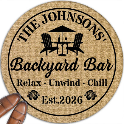 Welcome To Our Backyard Oasis - Personalized Custom Doormat