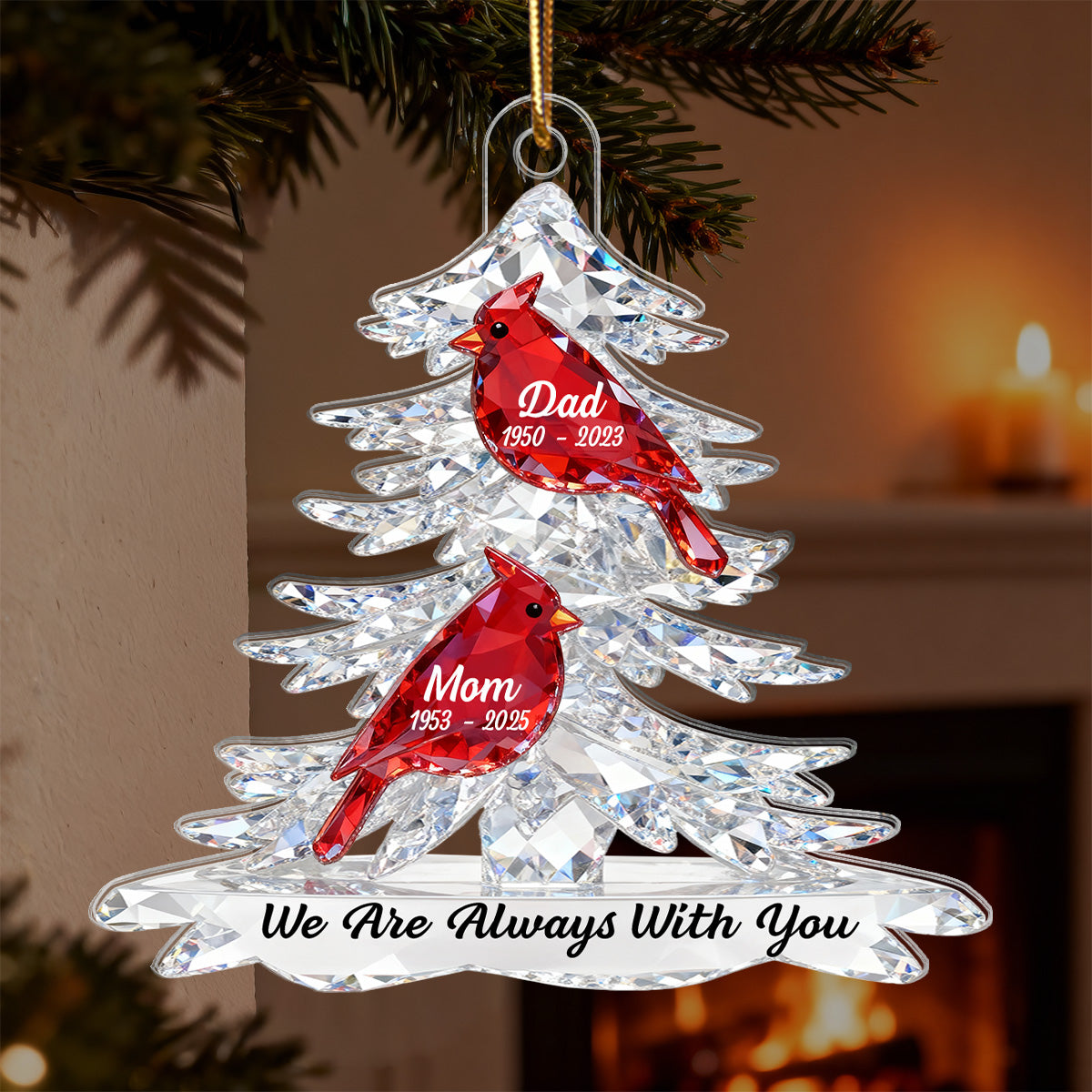 Cardinals Memorial - Personalized Acrylic Ornament - Remembrance Gift, Sympathy Gift For Whole Family, Extended Family