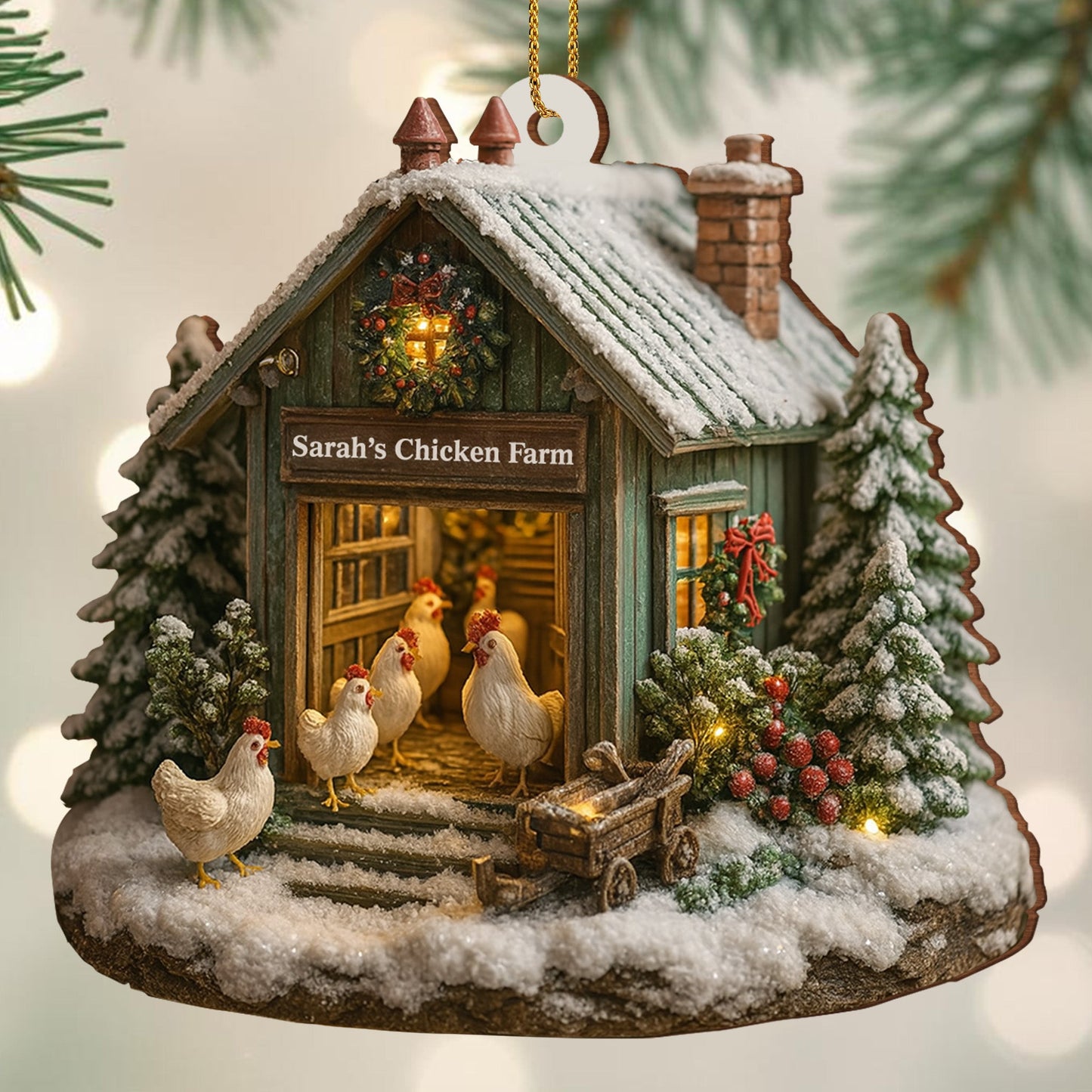Welcome to Our Cozy Farm, Celebrate the Holiday Season - Personalized Custom Acrylic Ornament, Custom Name
