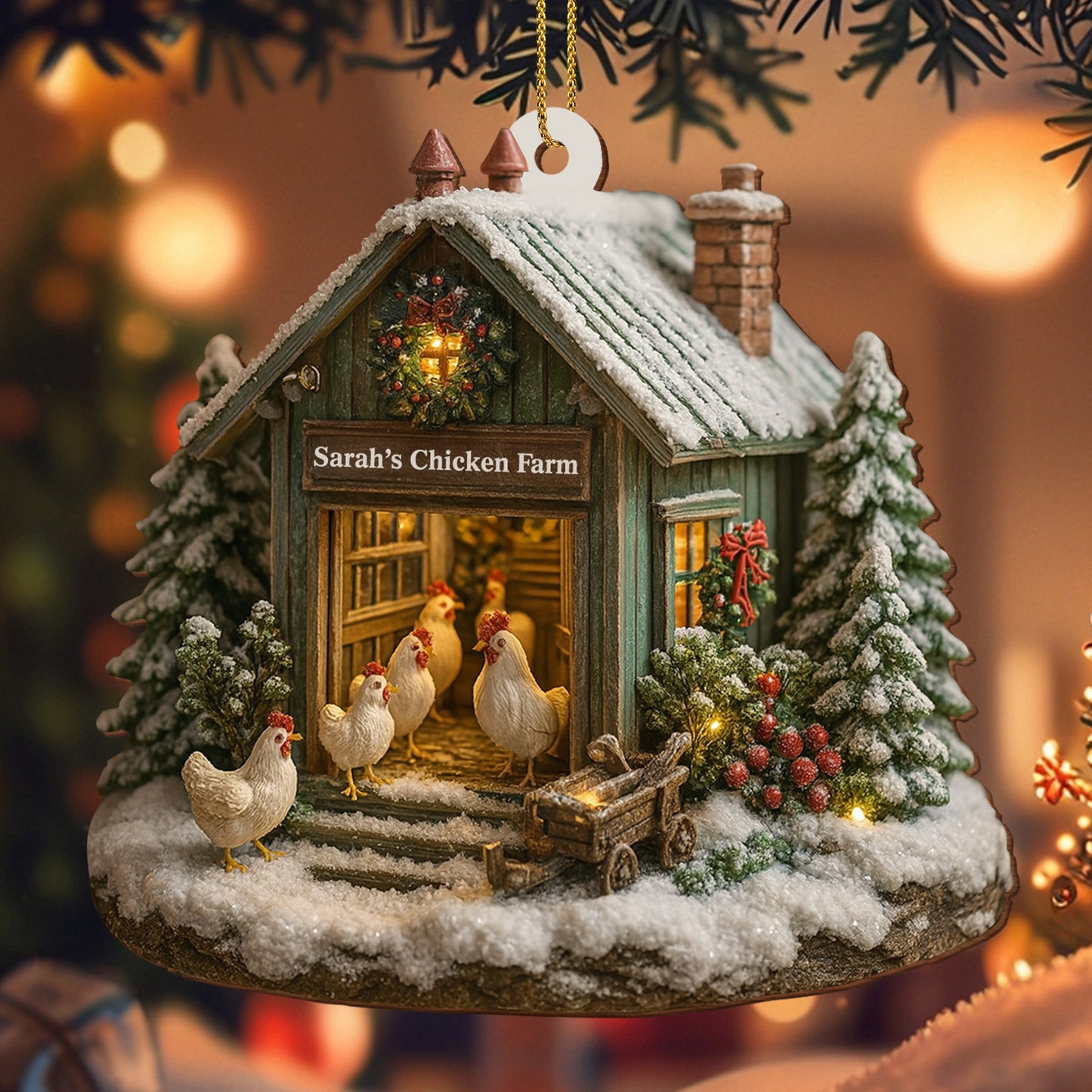 Welcome to Our Cozy Farm, Celebrate the Holiday Season - Personalized Custom Acrylic Ornament, Custom Name