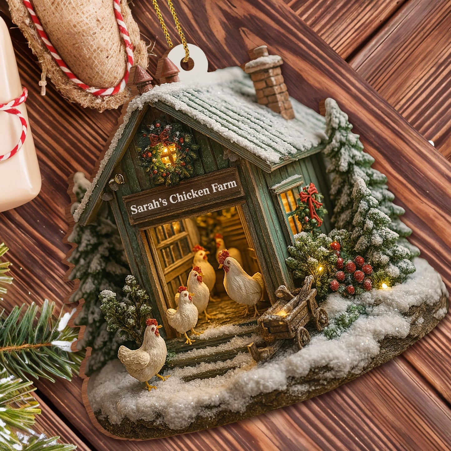 Welcome to Our Cozy Farm, Celebrate the Holiday Season - Personalized Custom Acrylic Ornament, Custom Name
