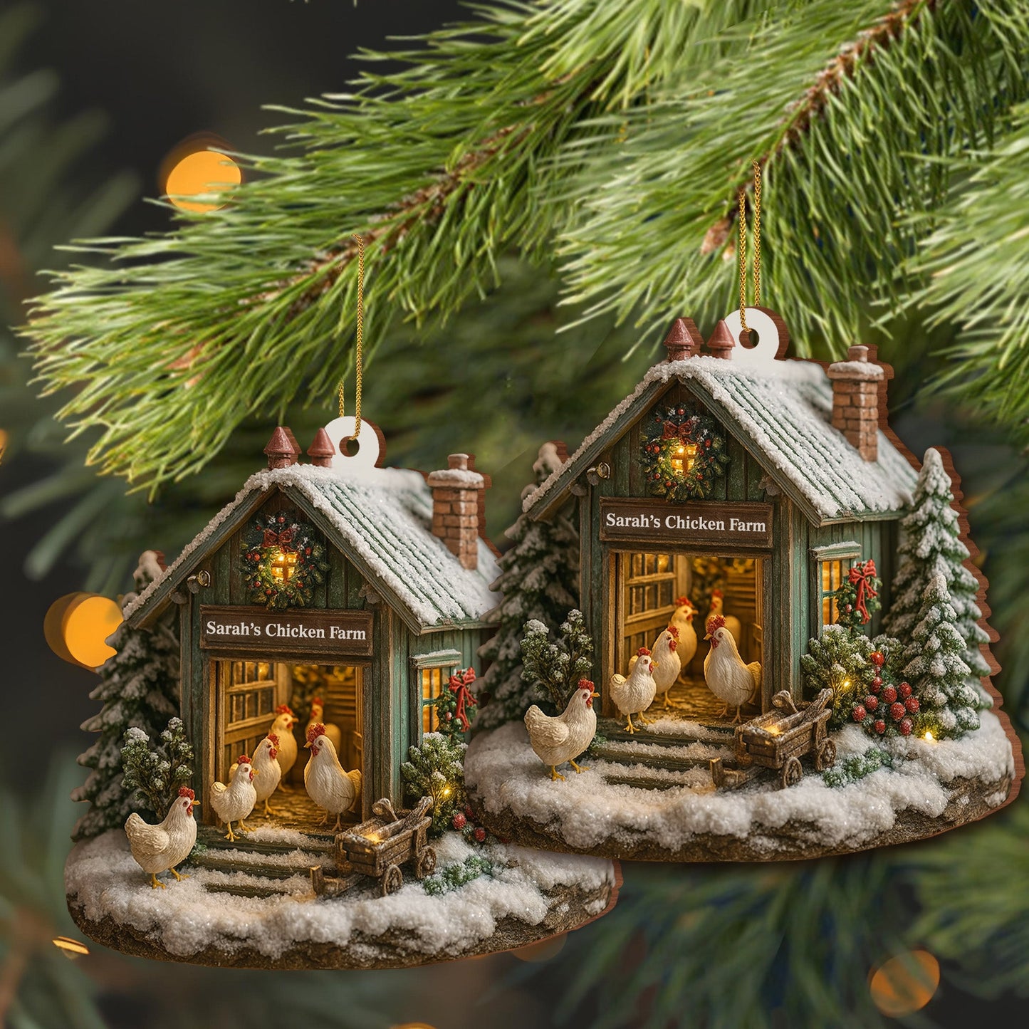 Welcome to Our Cozy Farm, Celebrate the Holiday Season - Personalized Custom Acrylic Ornament, Custom Name