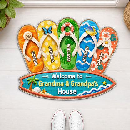 Hello Summer Vibe Welcome To Grandma Grandpa House - Personalized Doormat - Grandparents House Summer Decoration