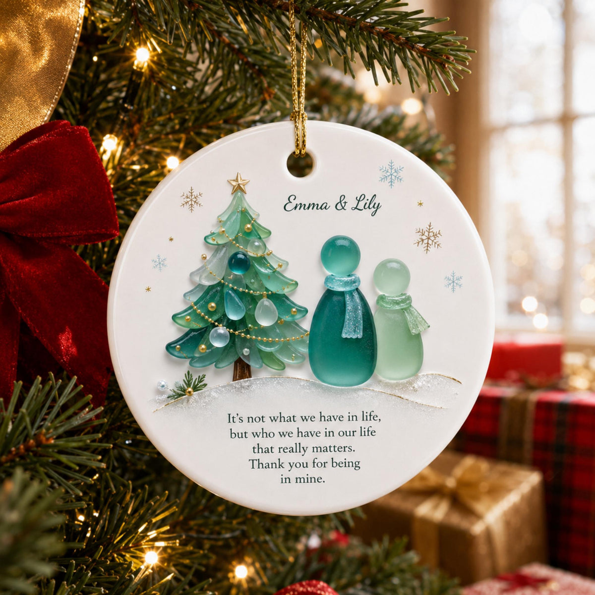 Custom Sea Glass Ceramic Ornament, Christmas Tree Decor