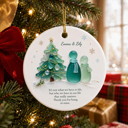 Custom Sea Glass Ceramic Ornament, Christmas Tree Decor