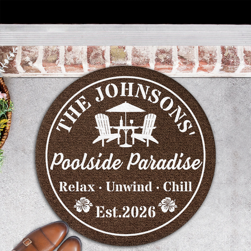 Welcome To Our Backyard Oasis - Personalized Custom Doormat