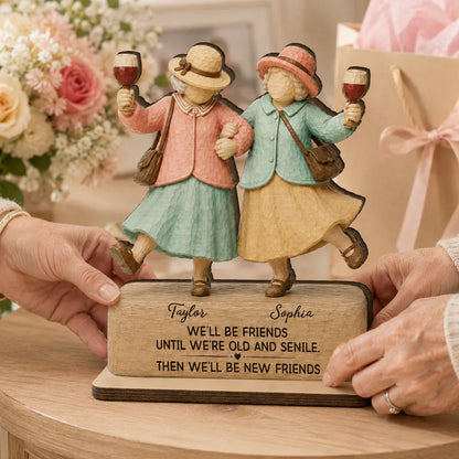 Personalized Old Friends Quote Wooden Plaque, Heartwarming Unique Creative Gift for Her