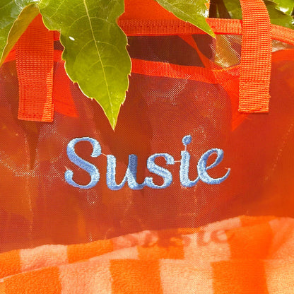 Personalized Embroidered Kid Mesh Fish-Shaped Beach Bag