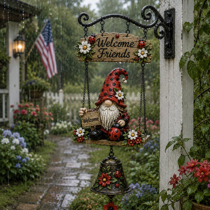 🔥50% OFF TODAY ONLY – Rustic Garden Gnome Bell Outdoor Decor 🐞🌼