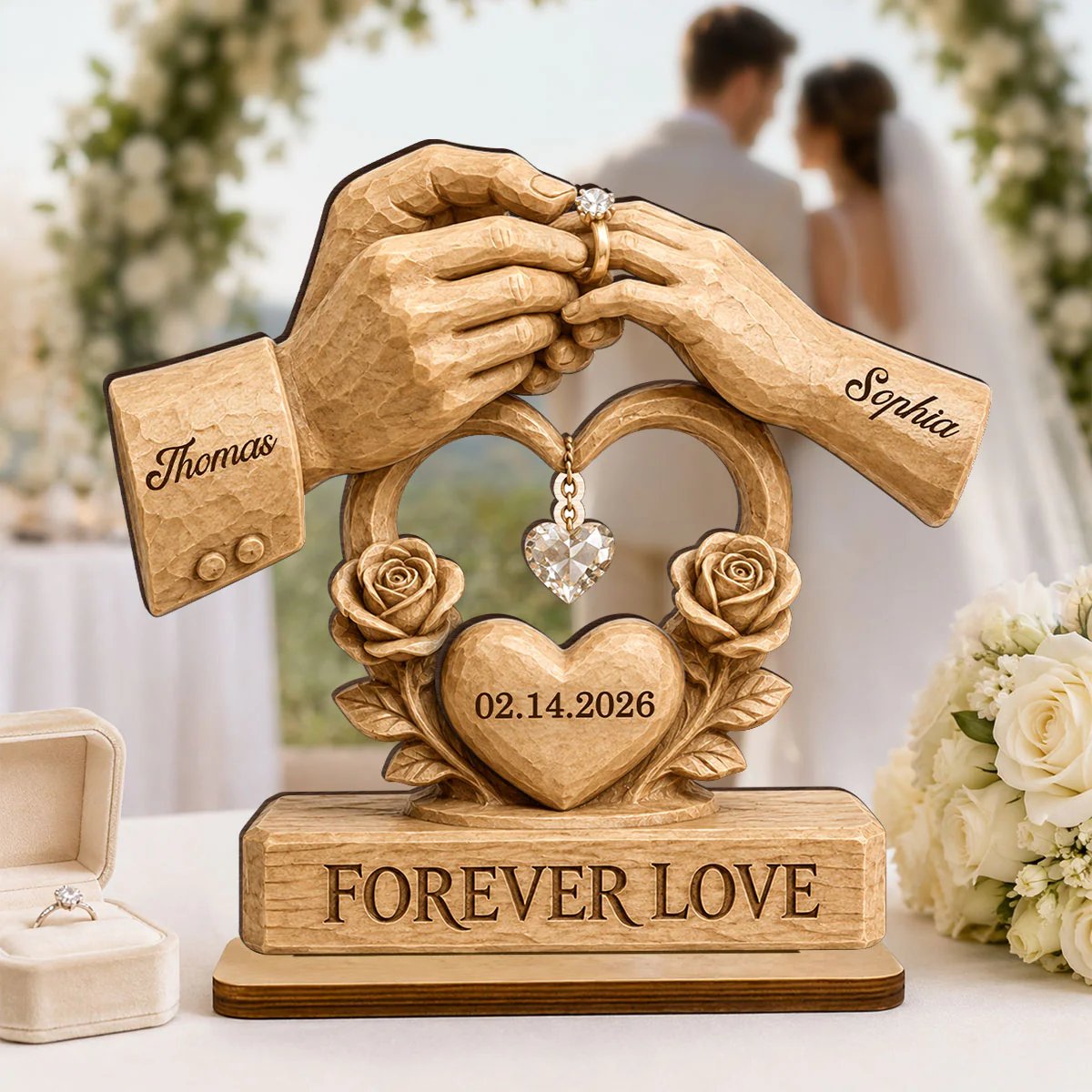 Couple Wedding Keepsake, Anniversary Gift - Personalized 2-Layered Wooden Plaque - Heartfelt Gift for Him, for Her