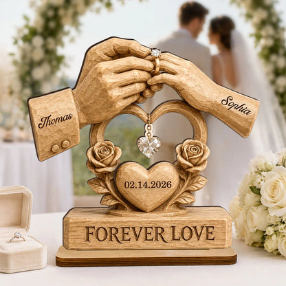 Couple Wedding Keepsake, Anniversary Gift - Personalized 2-Layered Wooden Plaque - Heartfelt Gift for Him, for Her