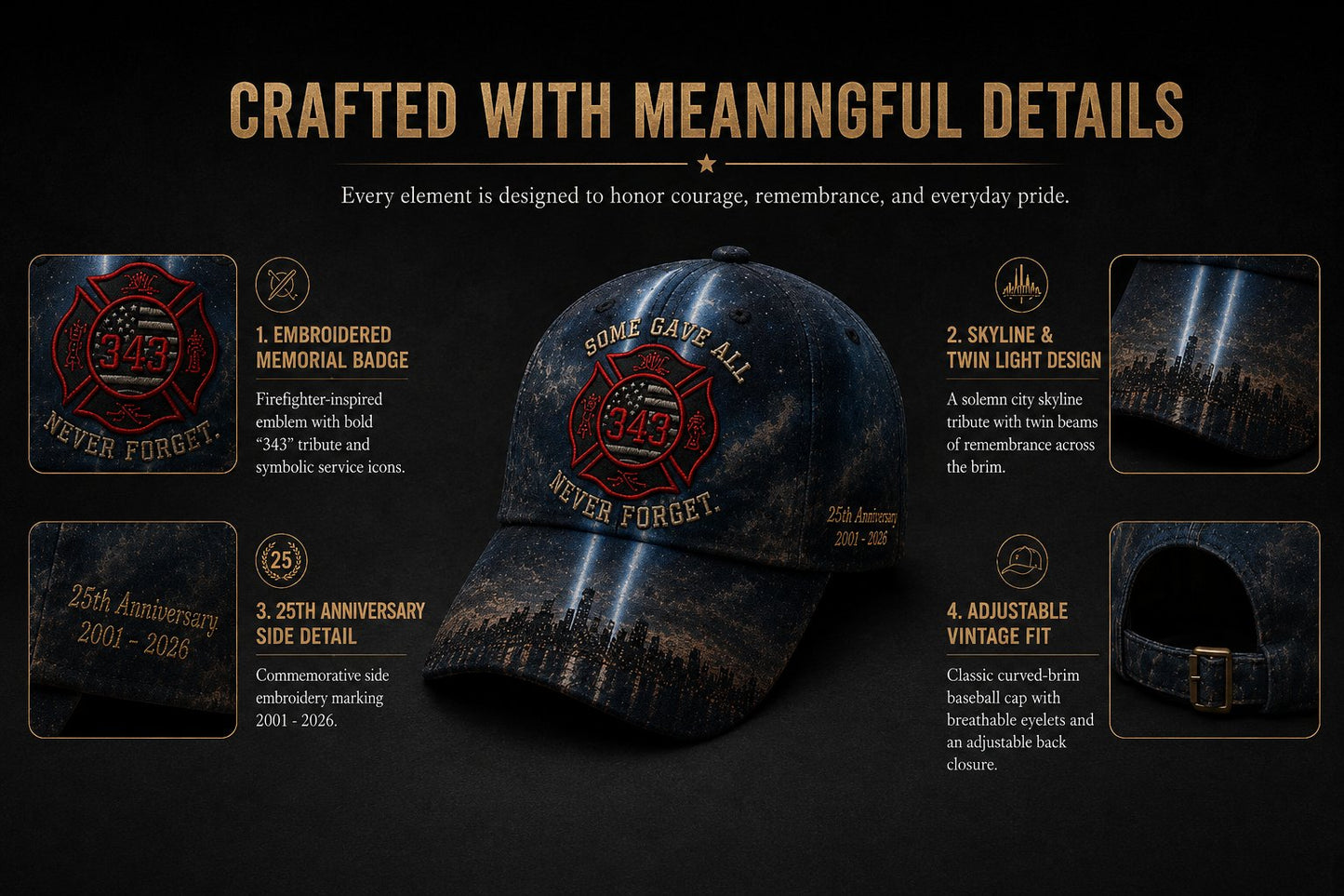 🔥Never Forget 343 Memorial Cap 🧢(Breathable & Lightweight Comfort & Unisex Fit)