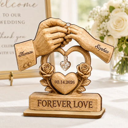 Couple Wedding Keepsake, Anniversary Gift - Personalized 2-Layered Wooden Plaque - Heartfelt Gift for Him, for Her