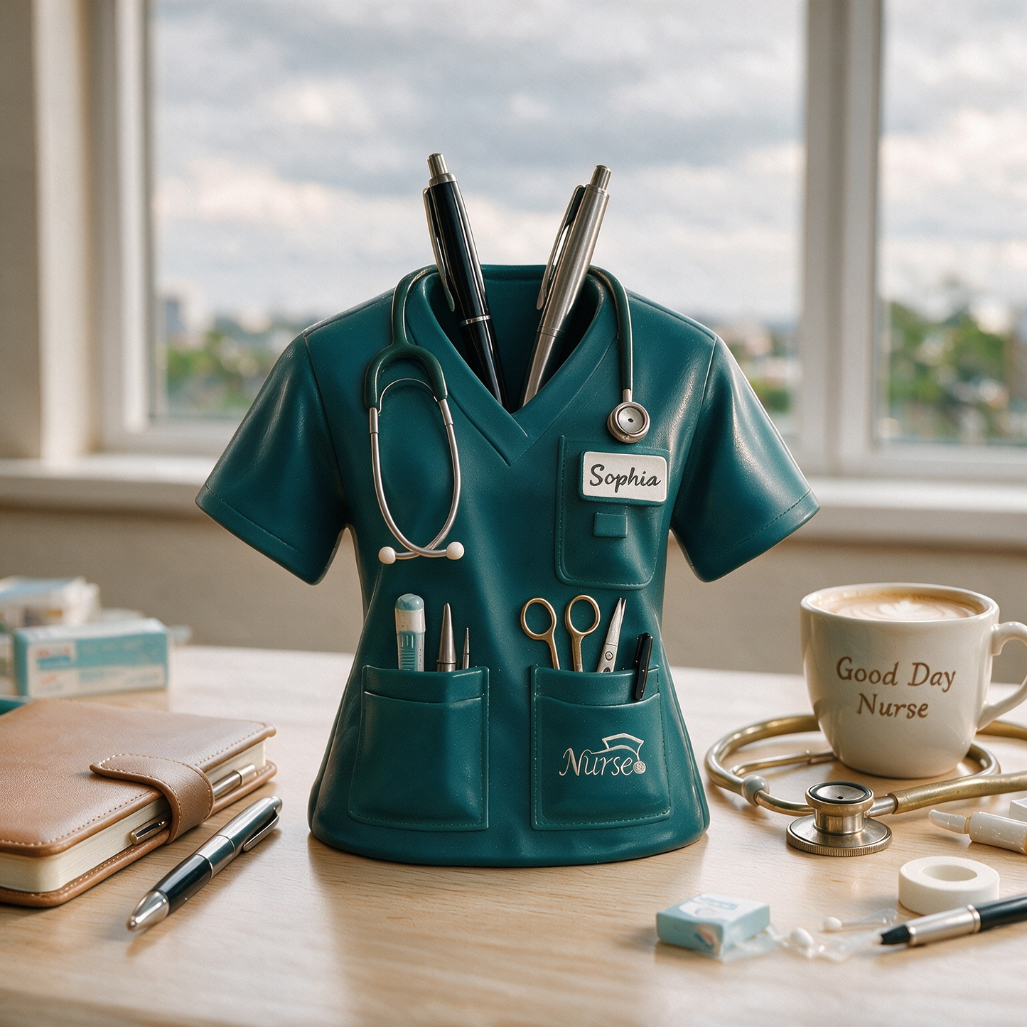 Nurse Uniform Pen Stand with Name Customization