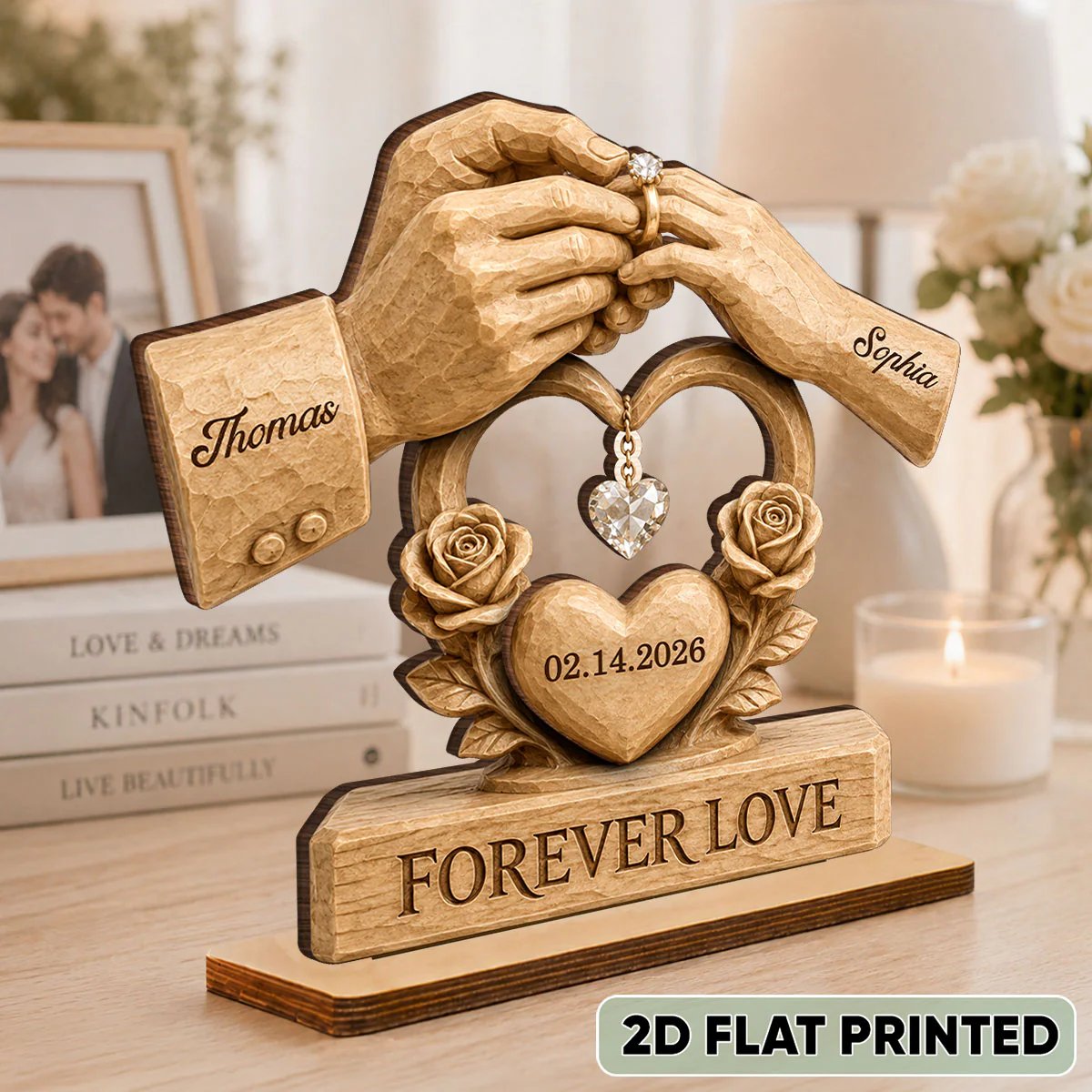 Couple Wedding Keepsake, Anniversary Gift - Personalized 2-Layered Wooden Plaque - Heartfelt Gift for Him, for Her