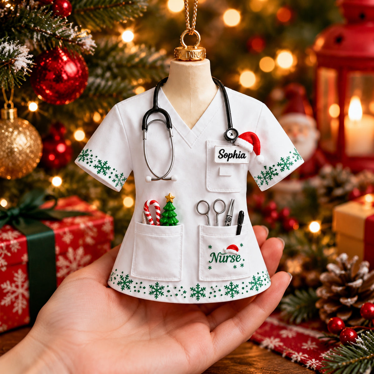 Custom Name Nurse Uniform - Personalized Acrylic Christmas Ornament