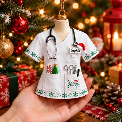 Custom Name Nurse Uniform - Personalized Acrylic Christmas Ornament