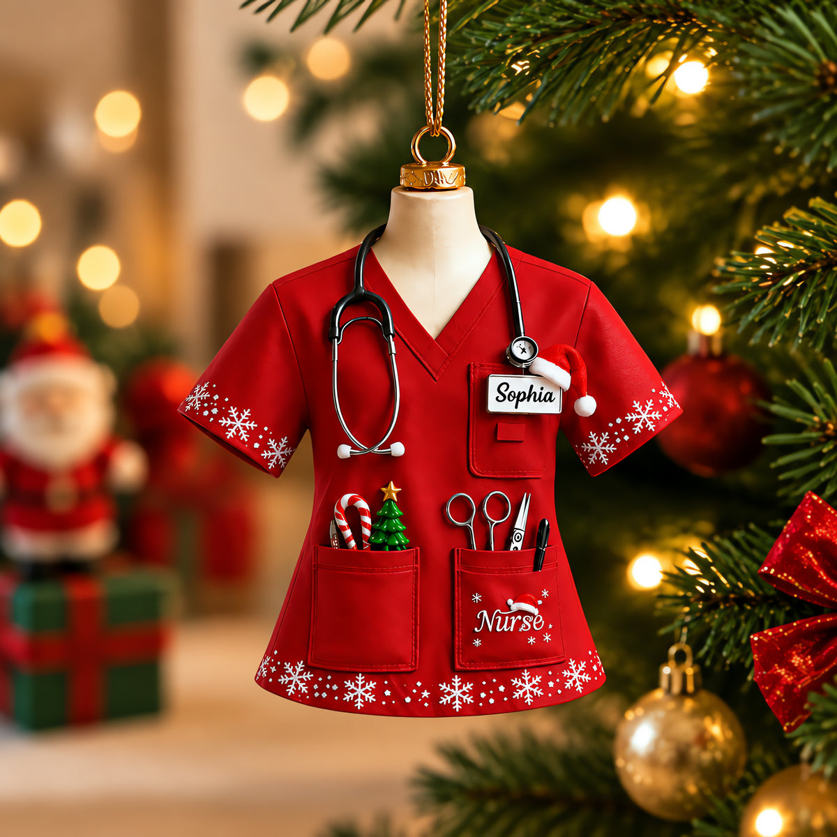 Custom Name Nurse Uniform - Personalized Acrylic Christmas Ornament