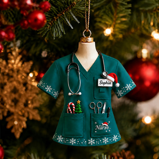 Custom Name Nurse Uniform - Personalized Acrylic Christmas Ornament