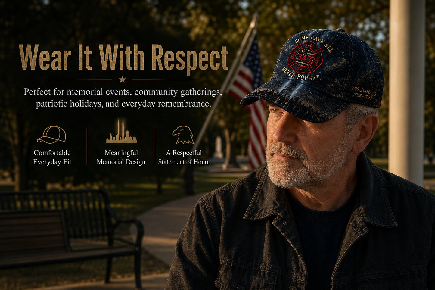 🔥Never Forget 343 Memorial Cap 🧢(Breathable & Lightweight Comfort & Unisex Fit)