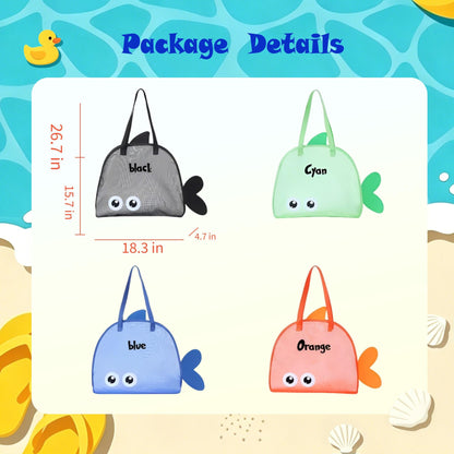 Personalized Embroidered Kid Mesh Fish-Shaped Beach Bag