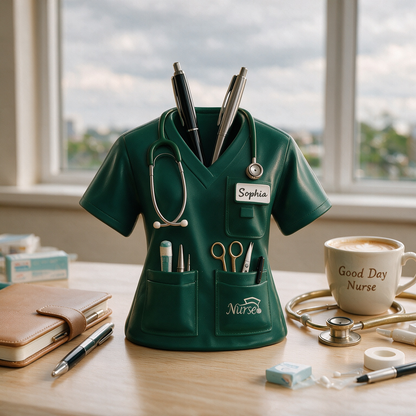 Nurse Uniform Pen Stand with Name Customization