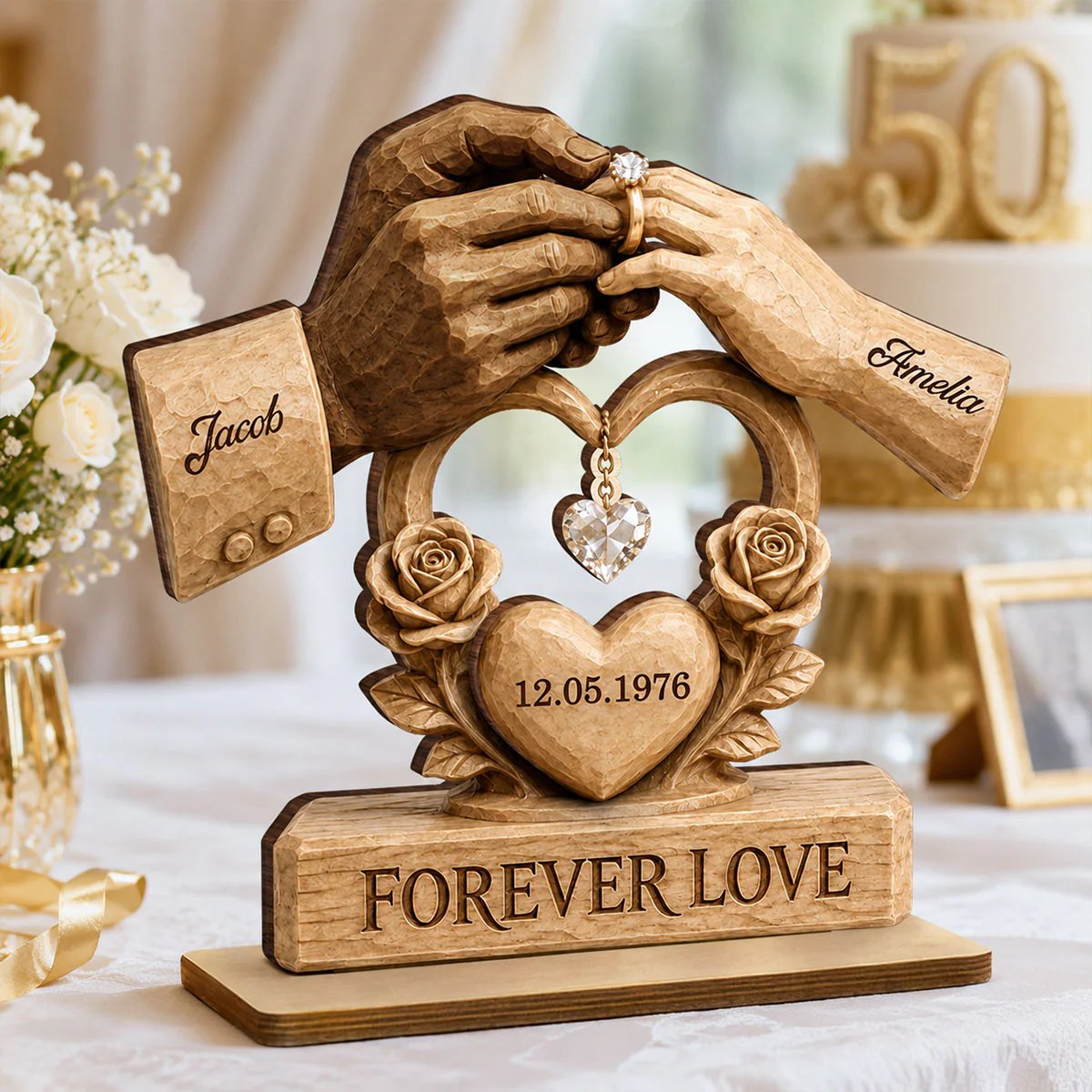 Couple Wedding Keepsake, Anniversary Gift - Personalized 2-Layered Wooden Plaque - Heartfelt Gift for Him, for Her