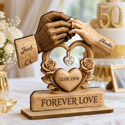 Couple Wedding Keepsake, Anniversary Gift - Personalized 2-Layered Wooden Plaque - Heartfelt Gift for Him, for Her