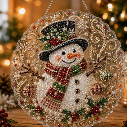 ✨ Christmas Pearl Diamond Art Hanging Ornament Kit | Luxury Flocked Canvas with Scratch-Resistant Non-Fading Pearl Beads DIY Handmade Holiday Hanging Decor 🎅💎