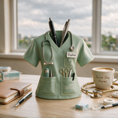 Nurse Uniform Pen Stand with Name Customization