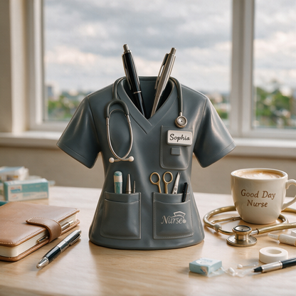 Nurse Uniform Pen Stand with Name Customization
