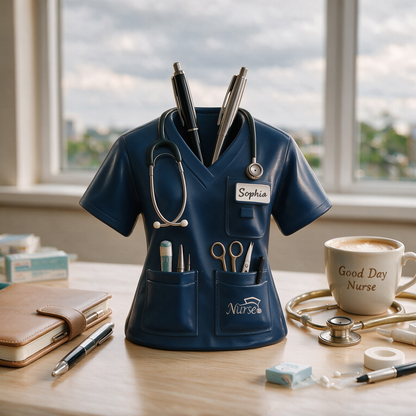 Nurse Uniform Pen Stand with Name Customization