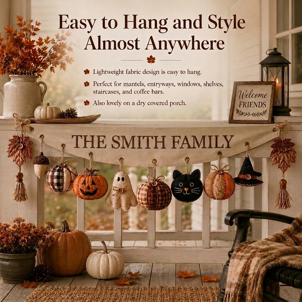Custom Family Name Cozy Fall Fabric Garland
