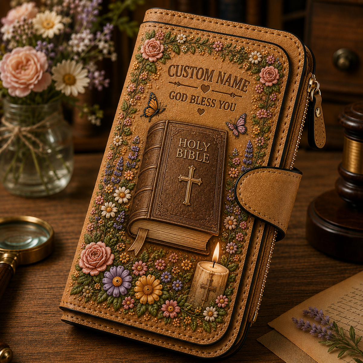 🙏 Personalized Faith Wallet – Custom Name Christian Scripture Wallet