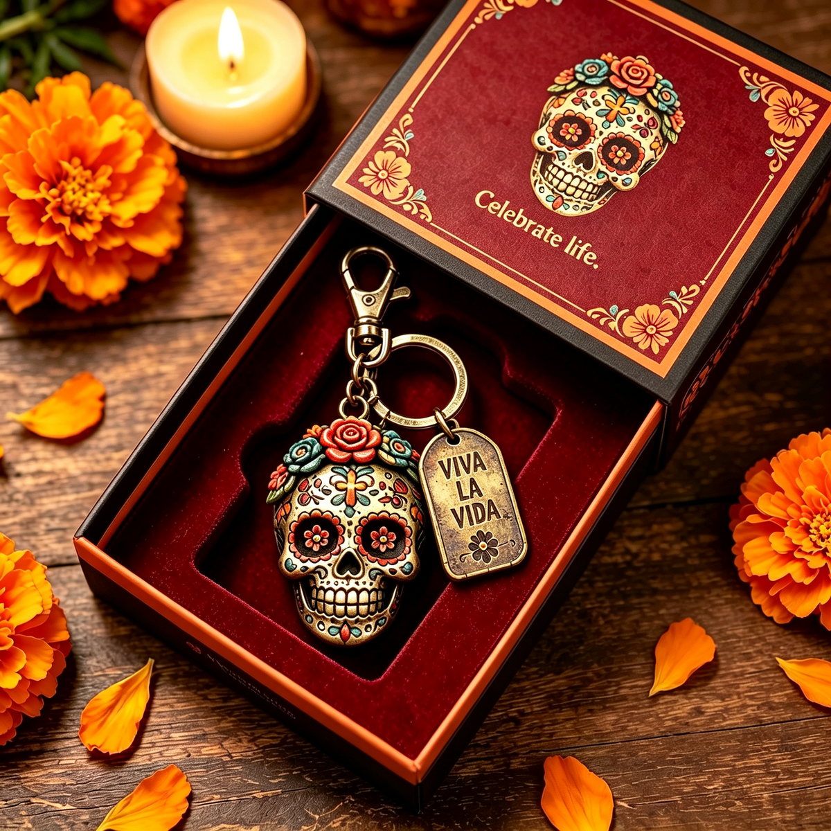 💀 Day of the Dead Skull Keychain Collection