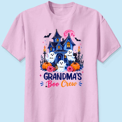 Grandma's Boo Crew Trendy Haunted House - Personalized Shirt - Halloween Shirt for Grandma