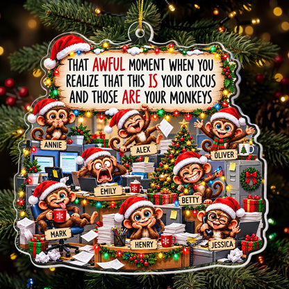 Funny Coworker Bulk Gifts - Monkey Circus, Gag Gifts For Team - Personalized Ornament