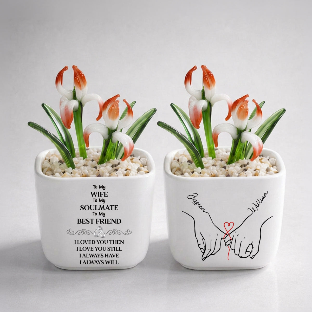 To My Wife Soulmate Best Friend - Personalized Custom Glass Birth Month Flower
