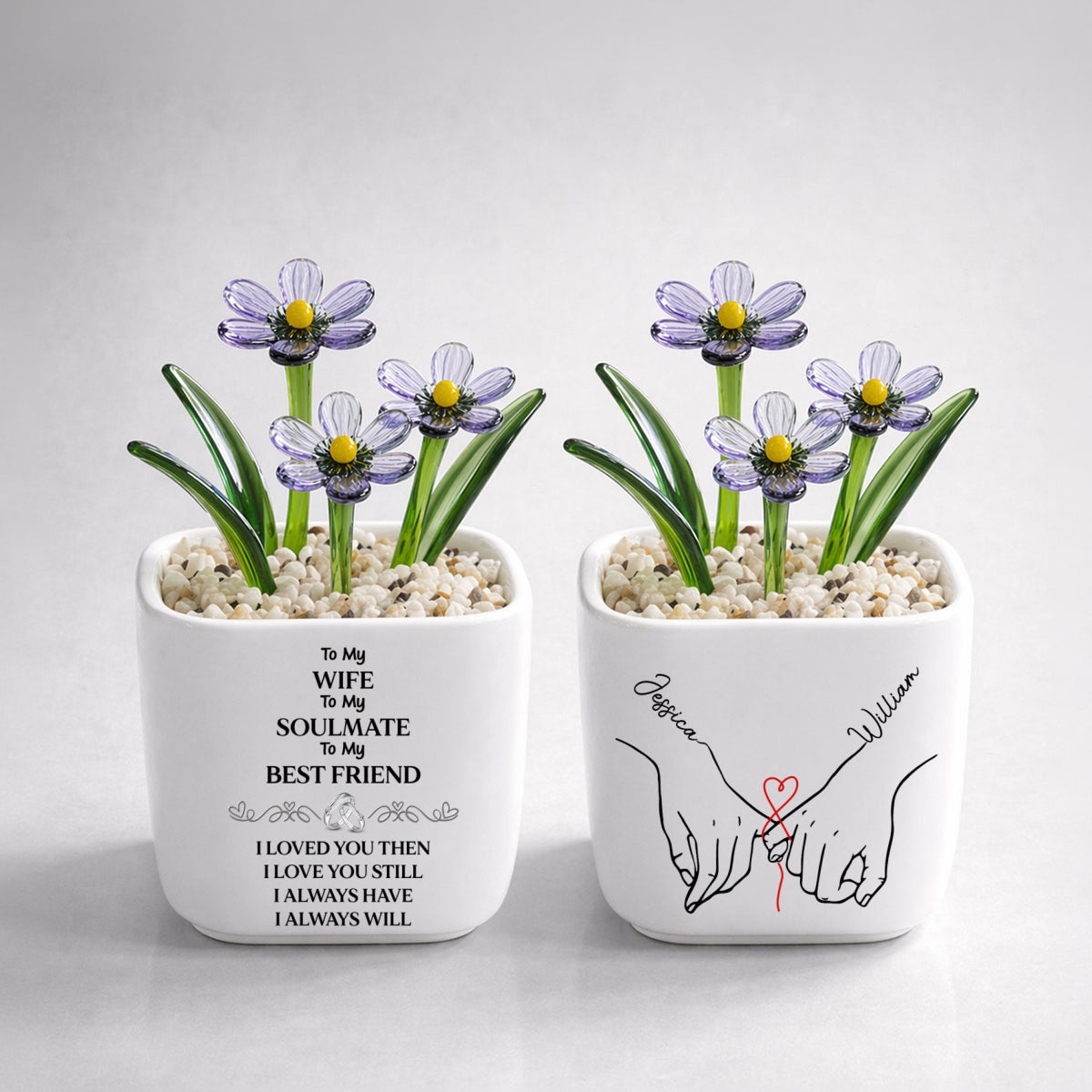 To My Wife Soulmate Best Friend - Personalized Custom Glass Birth Month Flower