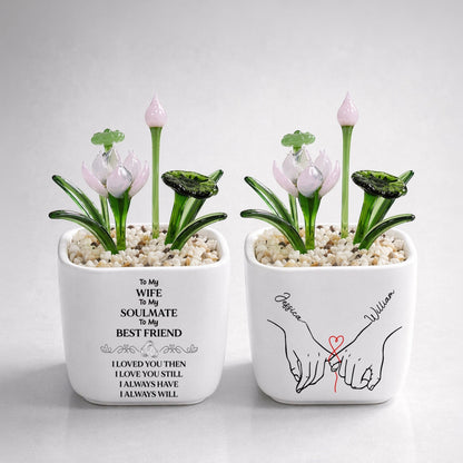 To My Wife Soulmate Best Friend - Personalized Custom Glass Birth Month Flower