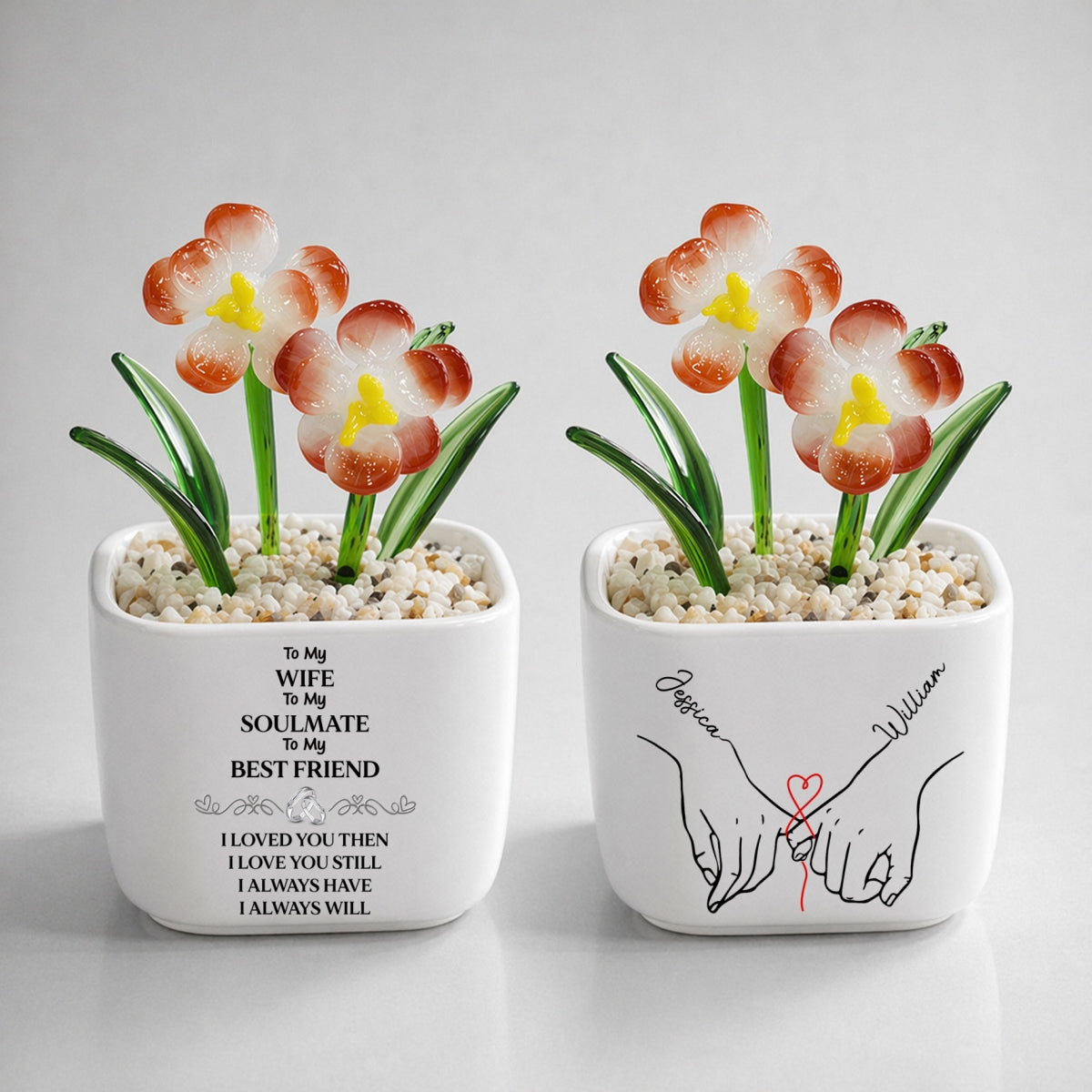 To My Wife Soulmate Best Friend - Personalized Custom Glass Birth Month Flower