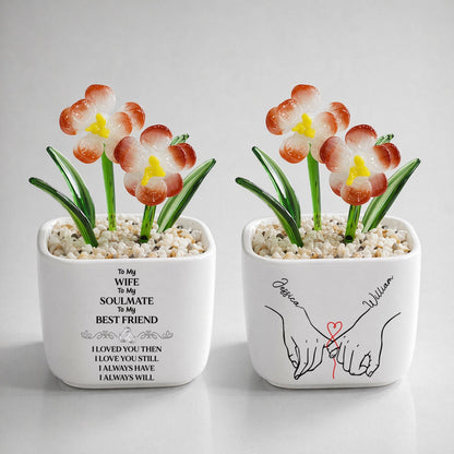 To My Wife Soulmate Best Friend - Personalized Custom Glass Birth Month Flower