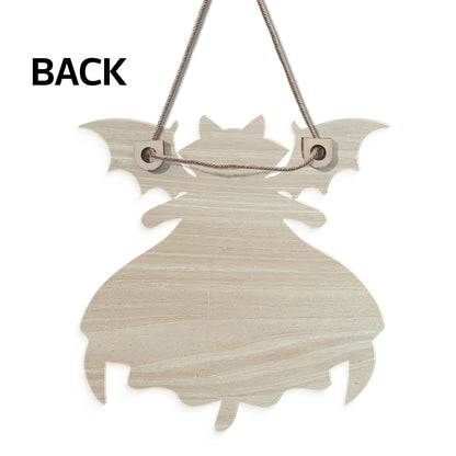 Halloween Cat Vampire - Personalized Wooden Door Sign - Summerween Decor for Cat Lovers